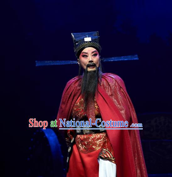 Ba Ersi Yu Shi Chinese Shanxi Opera Official Apparels Costumes and Headpieces Traditional Jin Opera Laosheng Garment Elderly Male Yao Tianfu Clothing