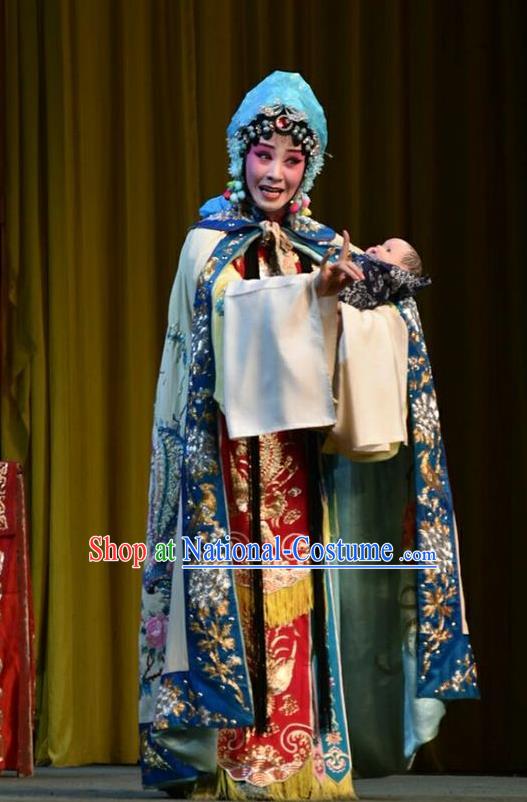 Chinese Jin Opera Princess Zhuangji Garment Costumes and Headdress Sacrifice Traditional Shanxi Opera Hua Tan Apparels Distress Maiden Dress