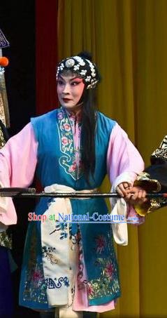 Chinese Jin Opera Servant Girl Garment Costumes and Headdress Sacrifice Traditional Shanxi Opera Xiaodan Apparels Maid Lady Dress