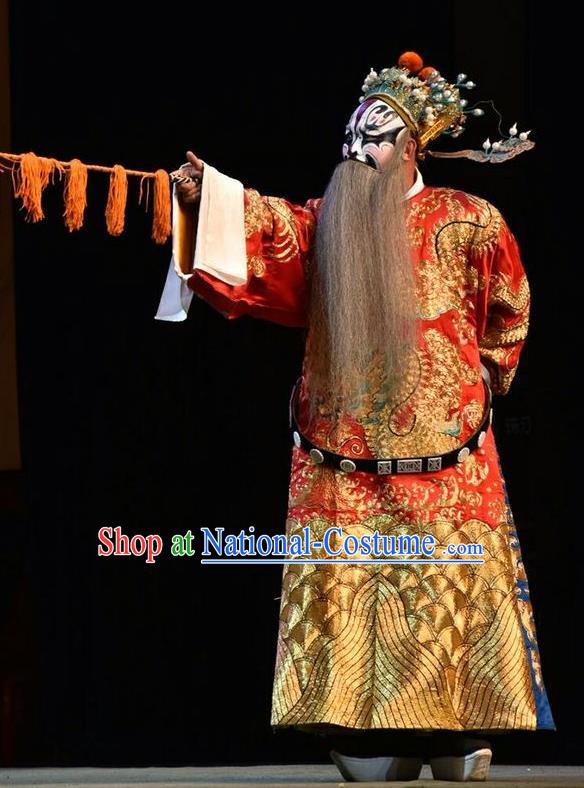 Sacrifice Chinese Shanxi Opera Prime Minister Tu Angu Apparels Costumes and Headpieces Traditional Jin Opera Jing Role Garment General Clothing