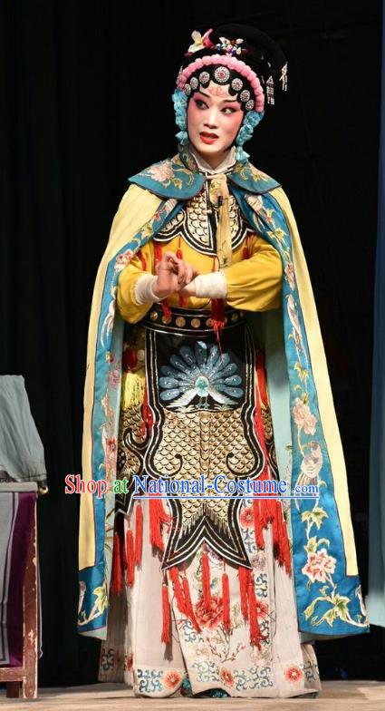 Chinese Jin Opera Female General Zhong Wuyan Garment Costumes and Headdress Traditional Shanxi Opera Martial Woman Apparels Queen Dress