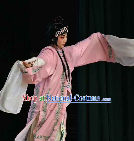 Chinese Jin Opera Actress Zhong Wuyan Garment Costumes and Headdress Traditional Shanxi Opera Hua Tan Apparels Queen Pink Dress