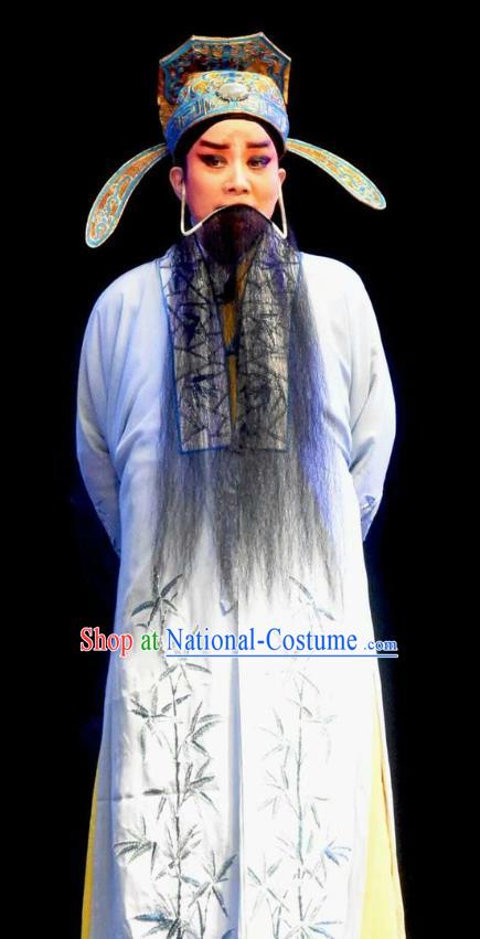 Chinese Shanxi Opera King of Qi Apparels Costumes and Headpieces Traditional Jin Opera Laosheng Garment Elderly Male Clothing