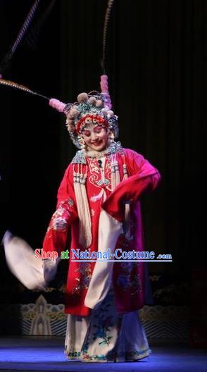 Chinese Jin Opera Hua Tan Garment Costumes and Headdress San Guan Dian Shuai Traditional Shanxi Opera Martial Woman Dress Bride Mu Guiying Apparels