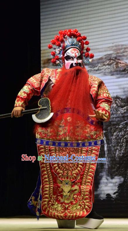 San Guan Dian Shuai Chinese Shanxi Opera Painted Role Apparels Costumes and Headpieces Traditional Jin Opera General Garment Marshal Clothing