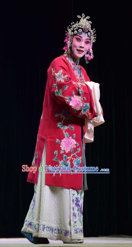 Chinese Jin Opera Hua Tan Garment Costumes and Headdress Xia He Dong Traditional Shanxi Opera Young Beauty Apparels Actress Huyan Xiuying Dress