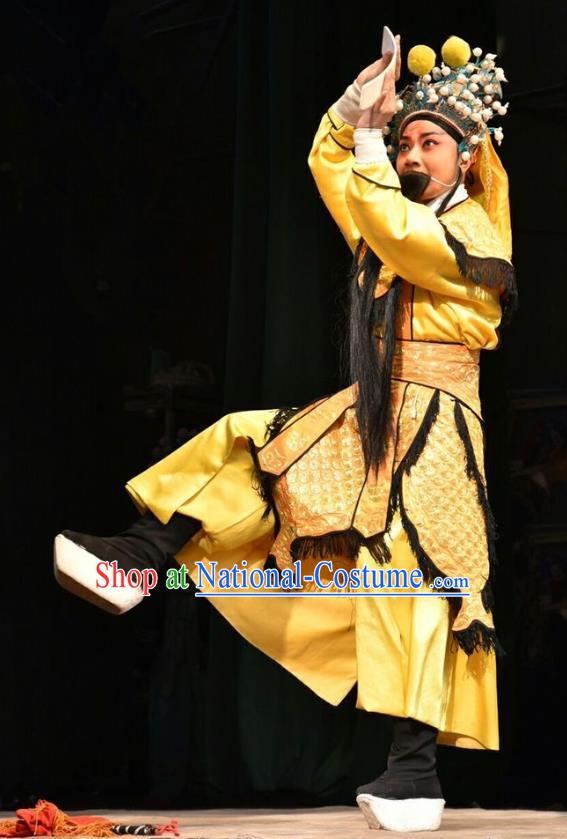 Chinese Shanxi Opera Qi Xuan King Apparels Costumes and Headpieces Traditional Jin Opera Elderly Male Garment Lord Clothing