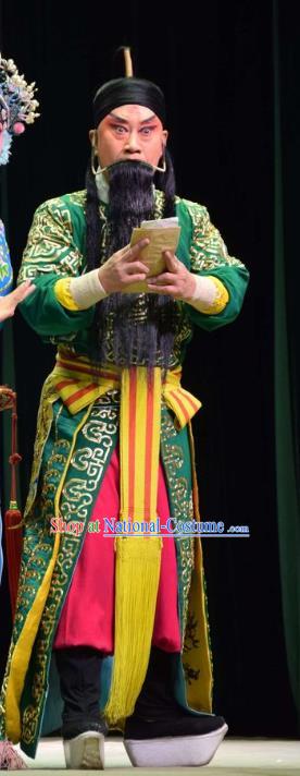 Xia He Dong Chinese Shanxi Opera Martial Male Apparels Costumes and Headpieces Traditional Jin Opera Pioneer Garment Military Officer Huyan Shouting Clothing