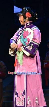 Chinese Jin Opera Mistress Garment Costumes and Headdress Wang Jia Da Yuan Traditional Shanxi Opera Young Female Dress Rich Madam Apparels