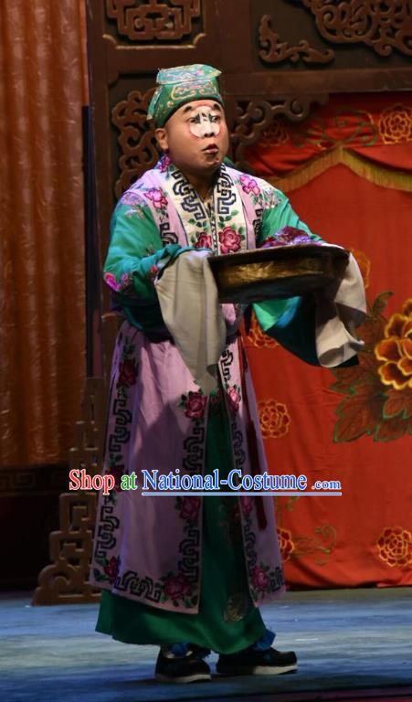 Fu Gui Tu Chinese Shanxi Opera Clown Apparels Costumes and Headpieces Traditional Jin Opera Chou Role Garment Clothing