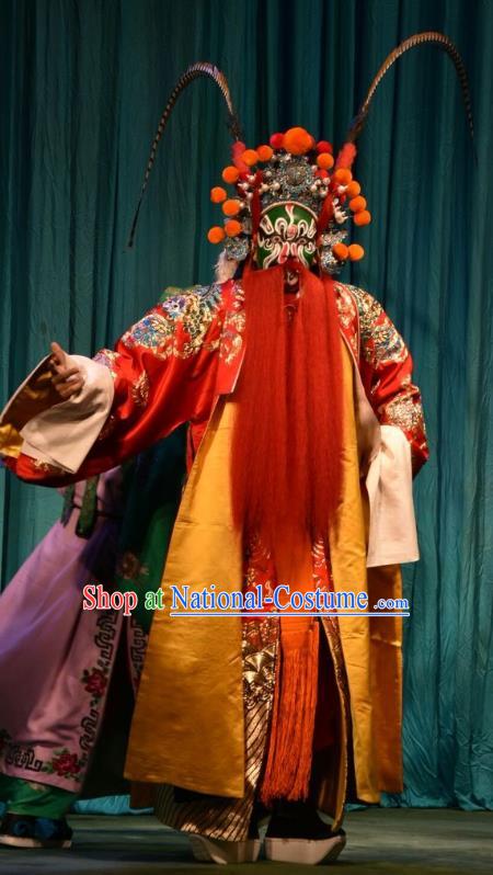 Fu Gui Tu Chinese Shanxi Opera Hero Yuan Long Apparels Costumes and Headpieces Traditional Jin Opera Swordsman Garment Martial Male Clothing