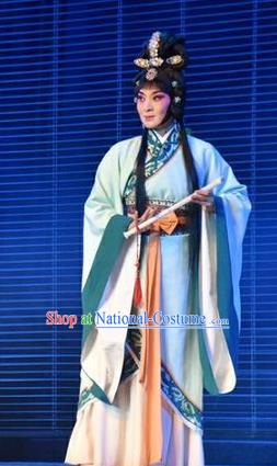 Chinese Jin Opera Diva Zhen Luo Garment Costumes and Headdress Zhen Luo Nv Traditional Shanxi Opera Hua Tan Apparels Young Female Dress