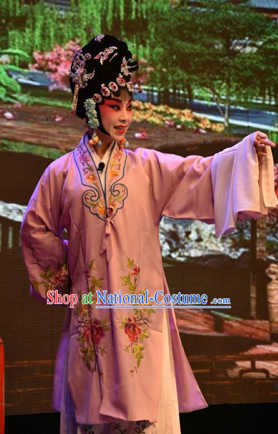 Chinese Jin Opera Young Mistress Garment Costumes and Headdress Red Book Sword Traditional Shanxi Opera Hua Tan Apparels Actress Xu Yueniang Dress