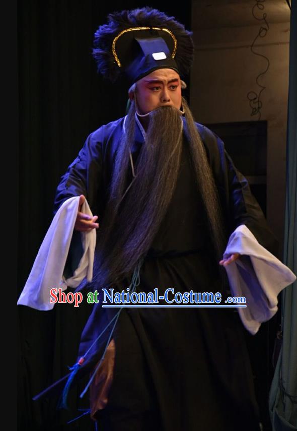 Red Book Sword Chinese Shanxi Opera Laosheng Apparels Costumes and Headpieces Traditional Jin Opera Elderly Male Garment Old Servant Clothing