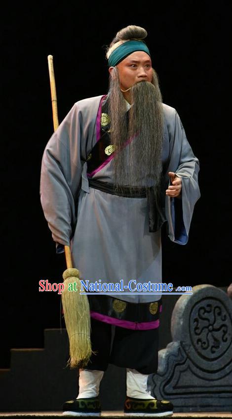 Fan Jin Zhong Ju Chinese Shanxi Opera Elderly Man Apparels Costumes and Headpieces Traditional Jin Opera Old Man Garment Laosheng Clothing