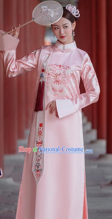 Chinese Traditional Qing Dynasty Manchu Princess Historical Costumes Ancient Imperial Consort Hanfu Dress Noble Female Apparels and Headpieces Complete Set