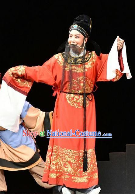 Fan Jin Zhong Ju Chinese Shanxi Opera Landlord Apparels Costumes and Headpieces Traditional Jin Opera Laosheng Garment Elderly Male Clothing