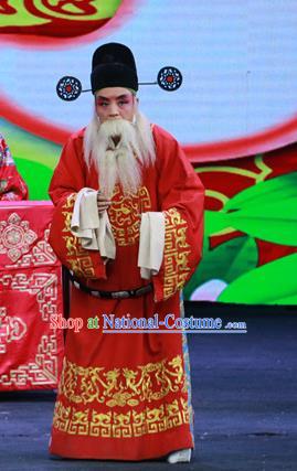 Yi Pu Zhong Hun Chinese Shanxi Opera Minister Cao Mo Apparels Costumes and Headpieces Traditional Jin Opera Elderly Male Garment Official Clothing