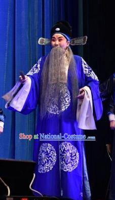 Cha Ping Ji Chinese Shanxi Opera Elderly Male Apparels Costumes and Headpieces Traditional Jin Opera Milord Garment Official Gong Xiao Clothing