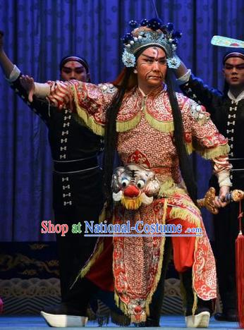 Yi Pu Zhong Hun Chinese Shanxi Opera General Apparels Costumes and Headpieces Traditional Jin Opera Takefu Garment Martial Male Clothing