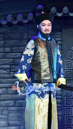 Lian Li Yu Chenglong Chinese Shanxi Opera Commander Apparels Costumes and Headpieces Traditional Jin Opera Martial Male Garment Imperial Bodyguard Clothing