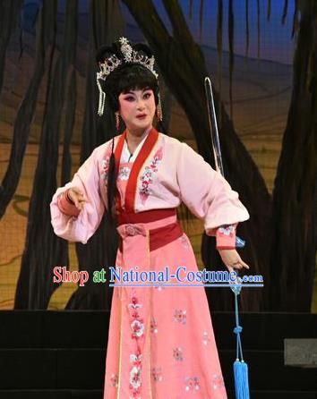 Chinese Jin Opera Actress Hua Mulan Garment Costumes and Headdress Mulan Joins the Army Traditional Shanxi Opera Female Swordsman Apparels Hua Tan Dress