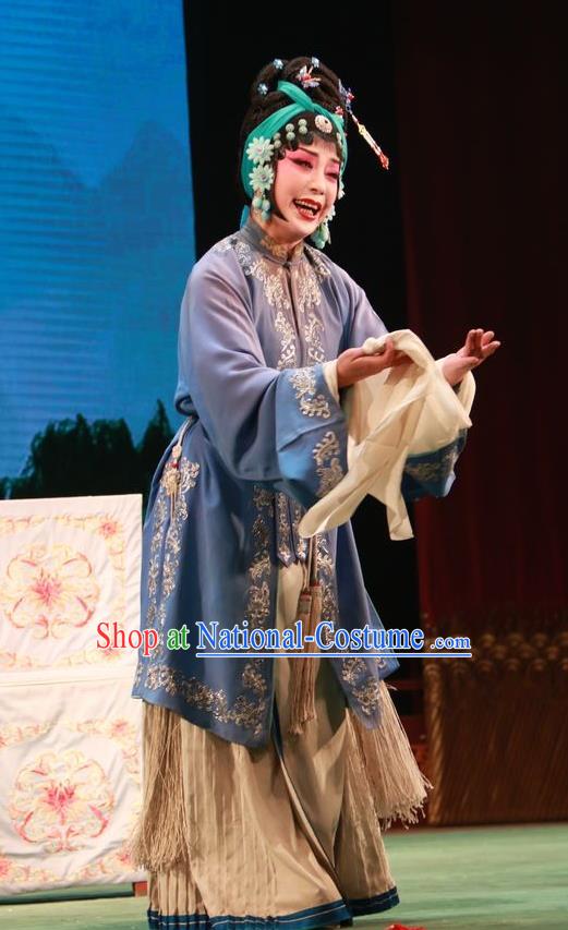 Chinese Jin Opera Young Female Garment Costumes and Headdress Chun Jiang Yue Traditional Shanxi Opera Actress Apparels Diva Liu Mingyue Dress