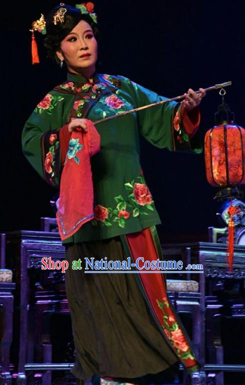 Chinese Jin Opera Dame Garment Costumes and Headdress He Qing Hai Yan Traditional Shanxi Opera Mistress Apparels Rich Female Dress