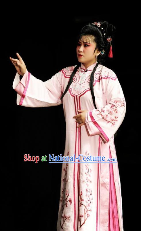 Chinese Jin Opera Rich Lady Garment Costumes and Headdress He Qing Hai Yan Traditional Shanxi Opera Hua Tan Apparels Actress Qinglian Pink Dress