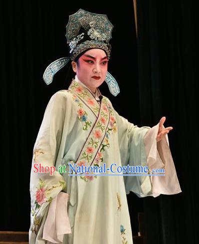 Tears in Suzhou Chinese Shanxi Opera Scholar Apparels Costumes and Headpieces Traditional Jin Opera Xiaosheng Garment Childe Zhang Qingyun Clothing