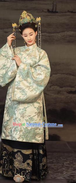 Chinese Traditional Drama Royal Queen Hanfu Dress Ancient Apparels Ming Dynasty Imperial Empress Historical Costumes and Headdress Complete Set