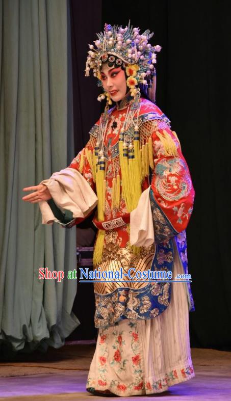 Chinese Jin Opera Hua Tan Garment Costumes and Headdress Huang Bi Gong Traditional Shanxi Opera Actress Apparels Princess Consort Dress