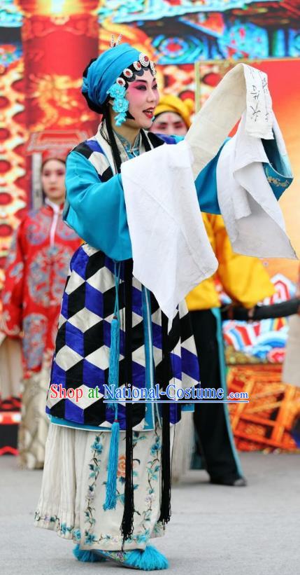 Chinese Jin Opera Diva Su Yun Garment Costumes and Headdress Shuang Luo Shan Traditional Shanxi Opera Actress Apparels Taoist Nun Dress