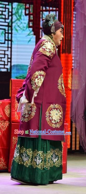 Chinese Jin Opera Rich Dame Garment Costumes and Headdress Xi Rong Gui Traditional Shanxi Opera Elderly Female Apparels Pantaloon Dress