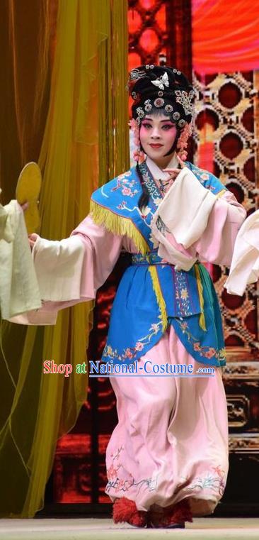 Chinese Jin Opera Young Beauty Garment Costumes and Headdress Big Feet Empress Traditional Shanxi Opera Hua Tan Apparels Actress Dress