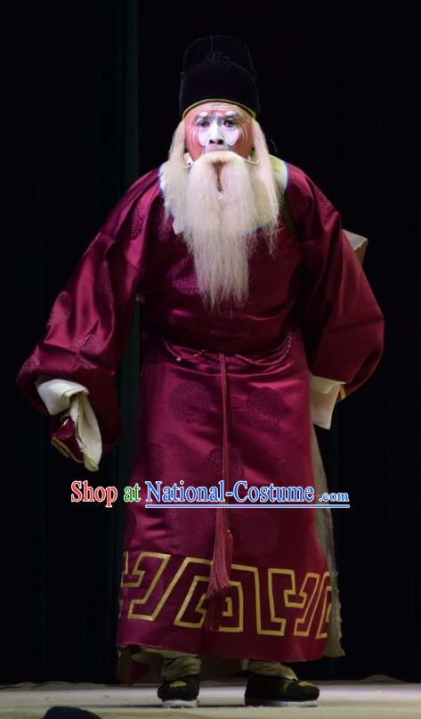 Big Feet Empress Chinese Shanxi Opera Old Official Apparels Costumes and Headpieces Traditional Jin Opera Elderly Male Garment Minister Clothing