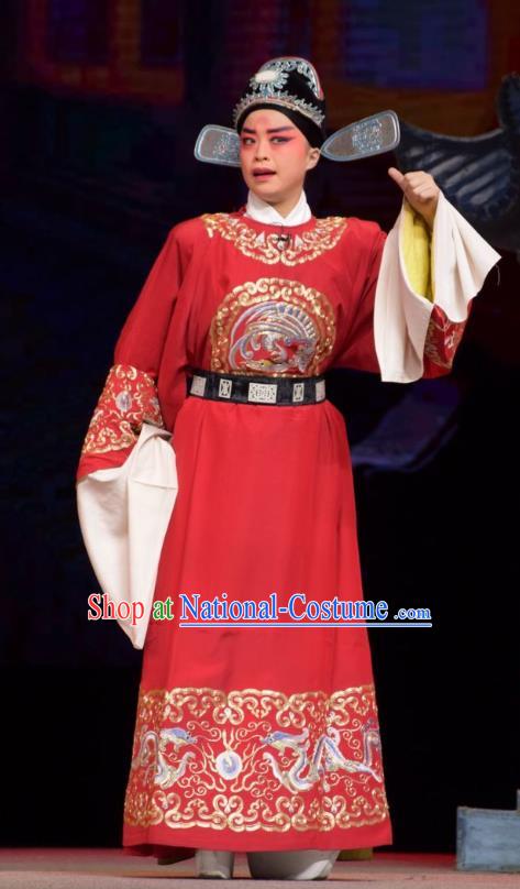 Big Feet Empress Chinese Shanxi Opera Xiaosheng Apparels Costumes and Headpieces Traditional Jin Opera Niche Garment Scholar Red Clothing