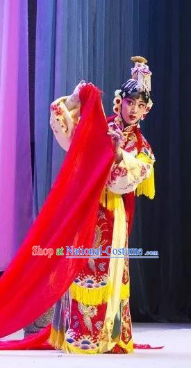 Chinese Jin Opera Actress Garment Costumes and Headdress The Lotus Lantern Traditional Shanxi Opera Hua Tan Apparels Goddess Dress