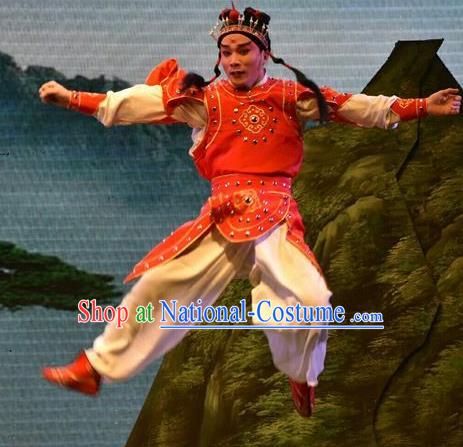 The Lotus Lantern Chinese Shanxi Opera Wusheng Apparels Costumes and Headpieces Traditional Jin Opera Young Male Garment Takefu Liu Chenxiang Clothing