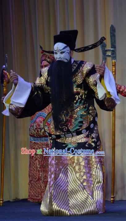 Mu Guiying Command Chinese Shanxi Opera Jing Role Apparels Costumes and Headpieces Traditional Jin Opera Elderly Male Garment Treacherous Official Wang Qiang Clothing