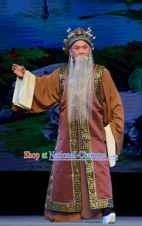 Big Feet Empress Chinese Shanxi Opera Landlord Apparels Costumes and Headpieces Traditional Jin Opera Laosheng Garment Elderly Male Clothing