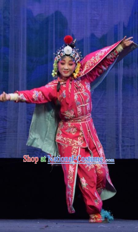 Chinese Jin Opera Martial Lady Garment Costumes and Headdress Mu Guiying Command Traditional Shanxi Opera Actress Apparels Swordswoman Yang Jinhua Dress