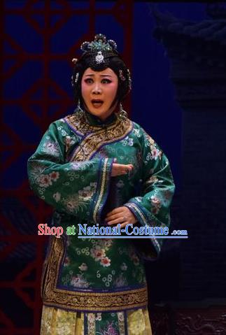 Chinese Jin Opera Elderly Female Liang Huimei Garment Costumes and Headdress The Legend of Jin E Traditional Shanxi Opera Dame Apparels Rich Woman Dress