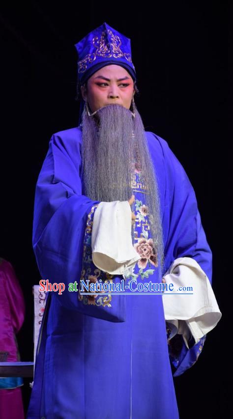 Legend of Leper Chinese Shanxi Opera Landlord Apparels Costumes and Headpieces Traditional Jin Opera Elderly Male Garment Ministry Councillor Clothing