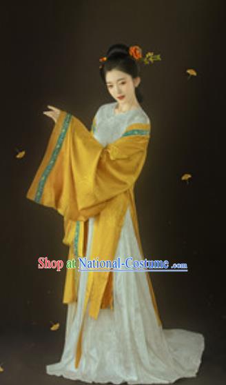 Chinese Ancient Young Female Dress Traditional Hanfu Apparels Song Dynasty Historical Drama Noble Mistress Replica Costumes and Headpieces for Women