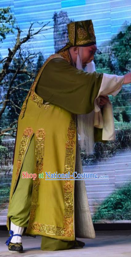 Legend of Leper Chinese Shanxi Opera Laosheng Apparels Costumes and Headpieces Traditional Jin Opera Elderly Male Garment Landlord Qiu Clothing