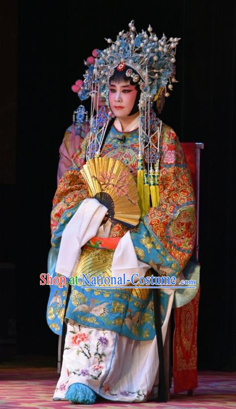 Chinese Jin Opera Princess Garment Costumes and Headdress Ming Gong Duan Traditional Shanxi Opera Court Female Apparels Hua Tan Red Dress