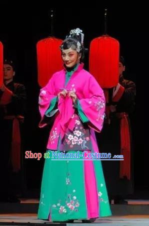 Chinese Jin Opera Rich Consort Garment Costumes and Headdress Red Lantern Traditional Shanxi Opera Actress Apparels Young Mistress Dress