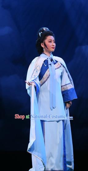 Chinese Shandong Opera Young Female Garment Costumes and Headdress You Bai Chuan Traditional Lu Opera Actress Apparels Mistress Dress