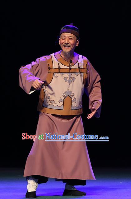 You Bai Chuan Chinese Lu Opera Elderly Man Apparels Costumes and Headpieces Traditional Shandong Opera Laosheng Garment Qing Dynasty Adviser Clothing